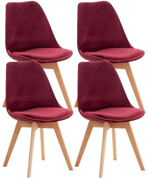 Set van 4 stoelen Linares fluweel bordeaux 50x49x83 bordeaux kunstleer Hout