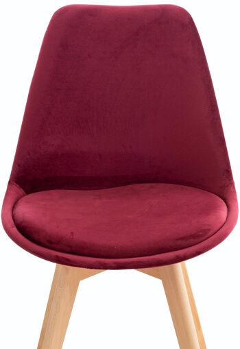 Lot de 4 chaises Linares velours bordeaux 50x49x83 cuir artificiel bordeaux Bois 5