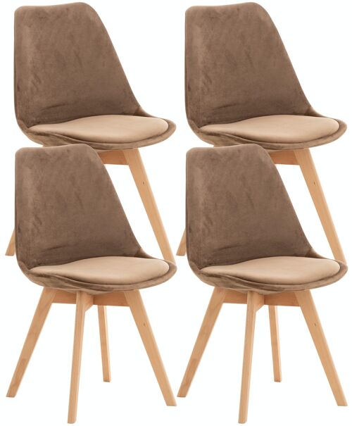 Set van 4 stoelen Linares fluweel bruin 50x49x83 bruin kunstleer Hout