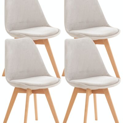 Conjunto de 4 sillas Linares terciopelo gris claro 50x49x83 cuero artificial gris claro Madera