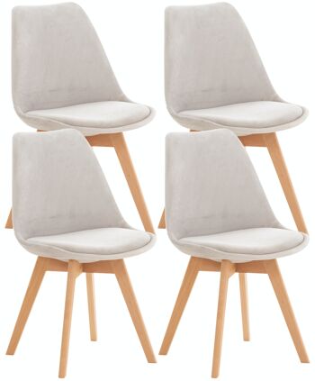 Lot de 4 chaises Linares velours gris clair 50x49x83 cuir artificiel gris clair Wood 1