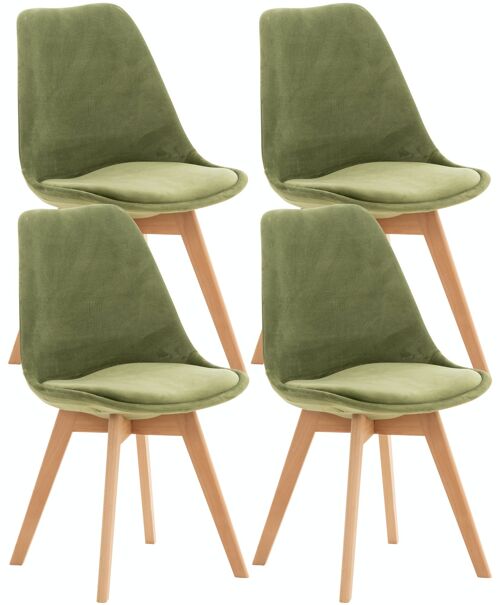Set van 4 stoelen Linares fluweel licht groen 50x49x83 licht groen kunstleer Hout