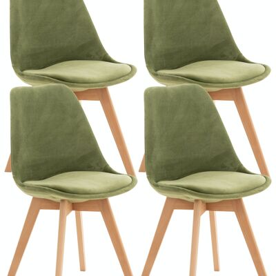 Conjunto de 4 sillas Linares terciopelo verde claro 50x49x83 cuero artificial verde claro Madera