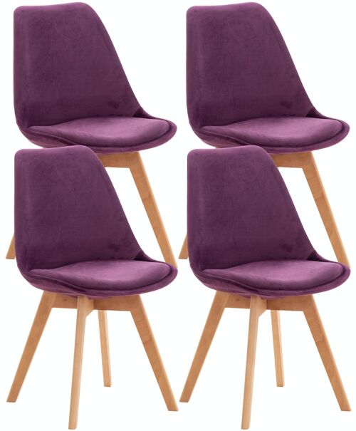 Set van 4 stoelen Linares fluweel paars 50x49x83 paars kunstleer Hout