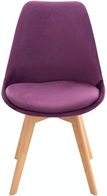 Lot de 4 chaises Linares velours violet 50x49x83 simili cuir violet Bois 2