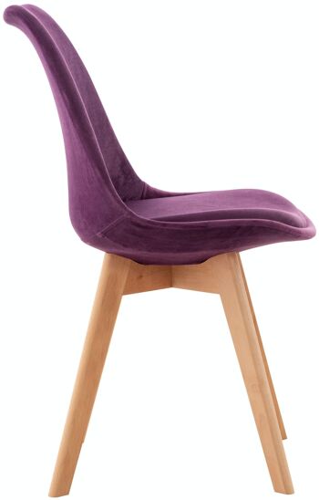 Lot de 4 chaises Linares velours violet 50x49x83 simili cuir violet Bois 3