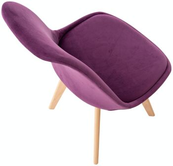 Lot de 4 chaises Linares velours violet 50x49x83 simili cuir violet Bois 4