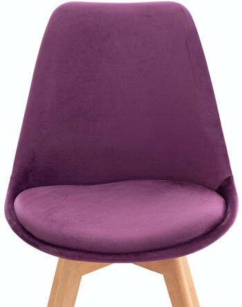 Lot de 4 chaises Linares velours violet 50x49x83 simili cuir violet Bois 5