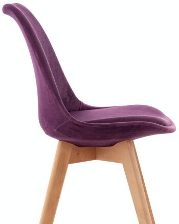 Lot de 4 chaises Linares velours violet 50x49x83 simili cuir violet Bois 6