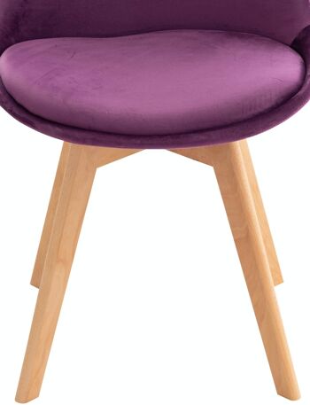 Lot de 4 chaises Linares velours violet 50x49x83 simili cuir violet Bois 7