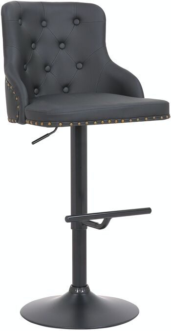 Tabouret de bar Werne simili cuir noir noir 54x52x95 simili cuir noir métal 1