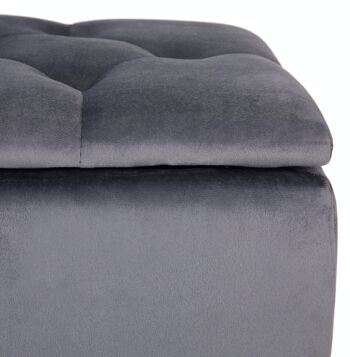 Pouf Chloé Velours Gris 35x50x45 Bois Gris 4