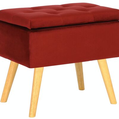 Pouf Chloe velluto rosso 35x50x45 legno rosso