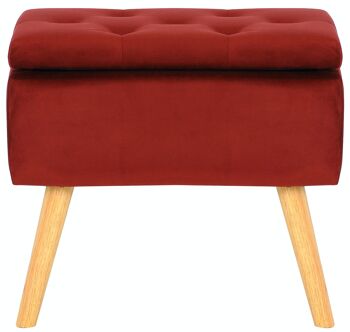 Pouf Chloé velours rouge 35x50x45 bois rouge 2