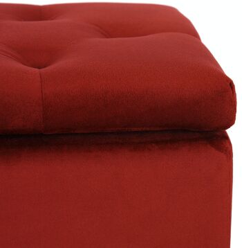 Pouf Chloé velours rouge 35x50x45 bois rouge 4