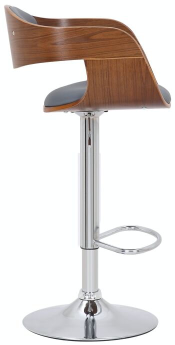 Tabouret de bar simili cuir Kingston noyer/gris 48x50x88 simili cuir noyer/gris Métal chromé 3