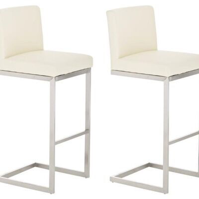 Set of 2 bar stools Paros imitation leather cream 48x42x104 cream imitation leather stainless steel
