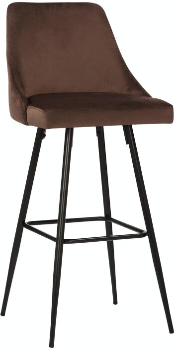 Tabouret de bar Portree velours marron 52x49x108 métal velours marron 1