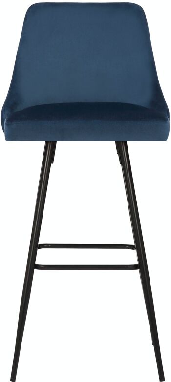 Tabouret de bar Portree velours bleu 52x49x108 métal velours bleu 2