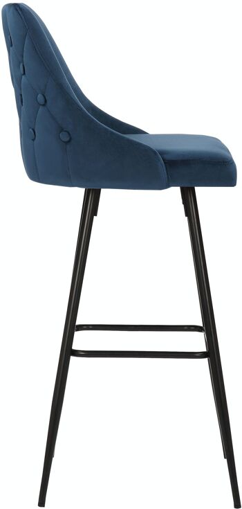 Tabouret de bar Portree velours bleu 52x49x108 métal velours bleu 3