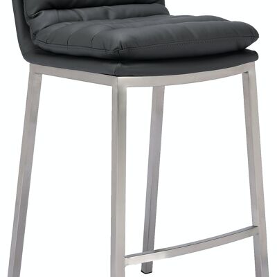 Tabouret de bar Dundalk simili cuir inox Gris 58x48x108 Métal simili cuir gris