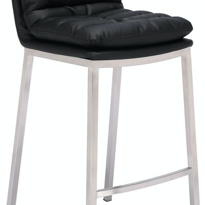 Tabouret de bar Dundalk simili cuir inox noir 58x48x108 simili cuir noir métal