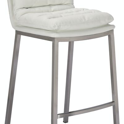 Tabouret de bar Dundalk simili cuir inox blanc 58x48x108 simili cuir blanc métal