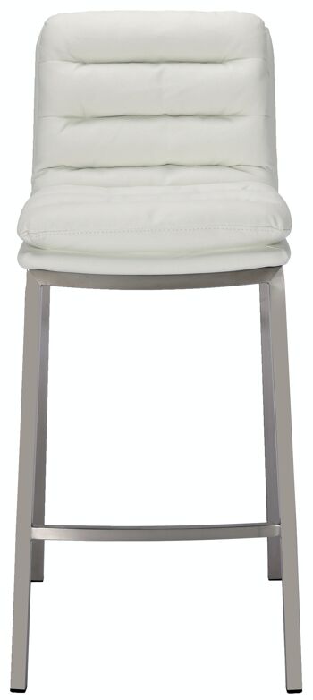 Tabouret de bar Dundalk simili cuir inox blanc 58x48x108 simili cuir blanc métal 2