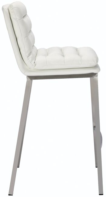 Tabouret de bar Dundalk simili cuir inox blanc 58x48x108 simili cuir blanc métal 3