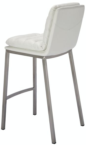 Tabouret de bar Dundalk simili cuir inox blanc 58x48x108 simili cuir blanc métal 4