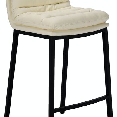 Tabouret de bar Dundalk simili cuir noir crème 58x48x108 métal simili cuir crème