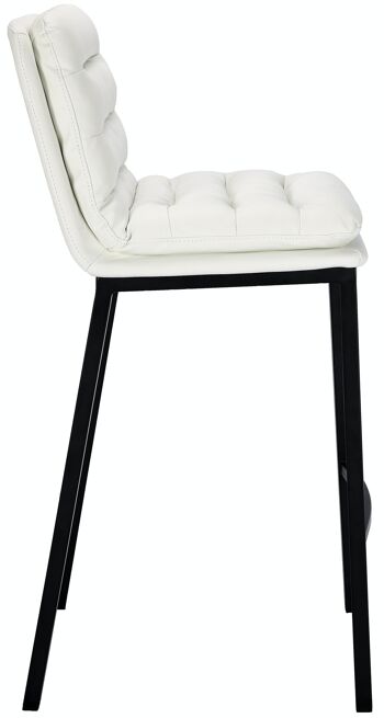 Tabouret de bar Dundalk simili cuir noir blanc 58x48x108 simili cuir blanc métal 3