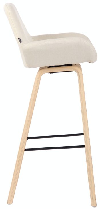 Tabouret de bar Newnan tissu structure 4 pieds natura (chêne) crème 51x52x103 crème Matière Bois 3