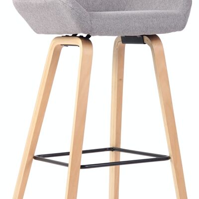 Bar stool Newnan fabric 4-leg frame natura (oak) Gray 51x52x103 Gray Material Wood