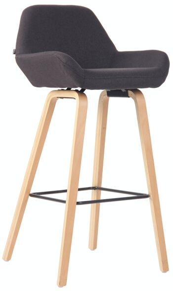 Tabouret de bar Newnan tissu structure 4 pieds natura (chêne) noir 51x52x103 noir Matière Bois 1