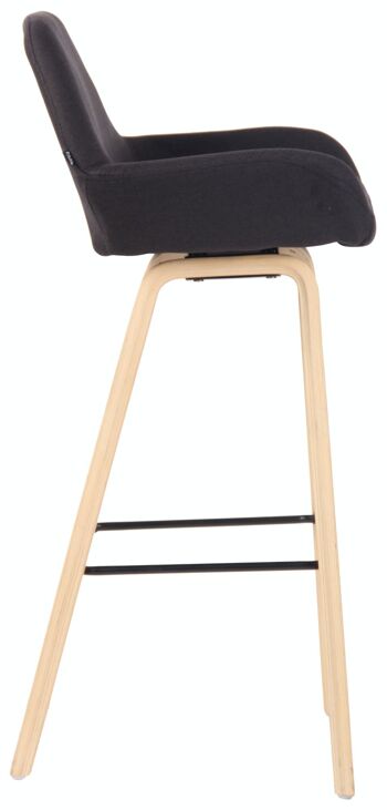 Tabouret de bar Newnan tissu structure 4 pieds natura (chêne) noir 51x52x103 noir Matière Bois 3