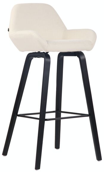 Tabouret de bar Newnan tissu 4 pieds structure noir (chêne) crème 51x52x103 crème Matière Bois 1