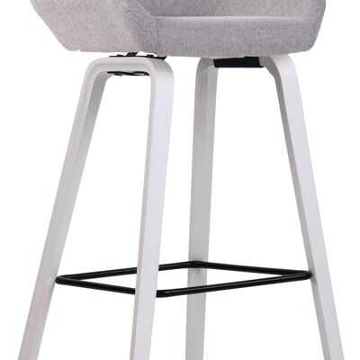 Tabouret de bar Newnan tissu 4 pieds structure blanc (chêne) Gris 51x52x103 Gris Matière Bois