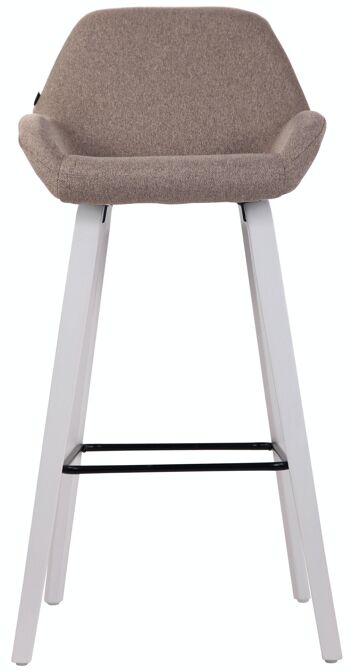 Tabouret de bar Newnan tissu structure 4 pieds blanc (chêne) taupe 51x52x103 taupe Matière Bois 2