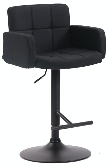 Tabouret de bar Los Angeles, tissu noir noir 56x60x93 noir Matériau métal 1