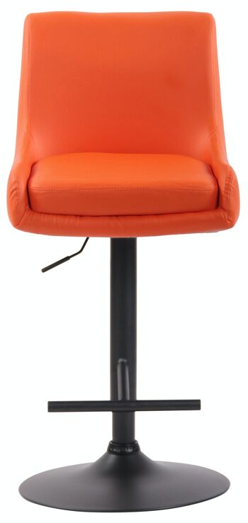 Tabouret de bar club cuir artificiel noir orange 50x43x90 métal cuir artificiel orange 2