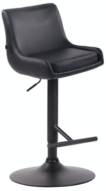 Tabouret de bar club simili cuir noir noir 50x43x90 métal simili cuir noir 1