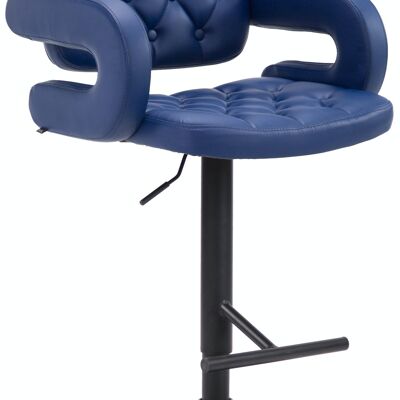 Barhocker Dublin schwarz blau 55x62x103 blaues Kunstleder Metall