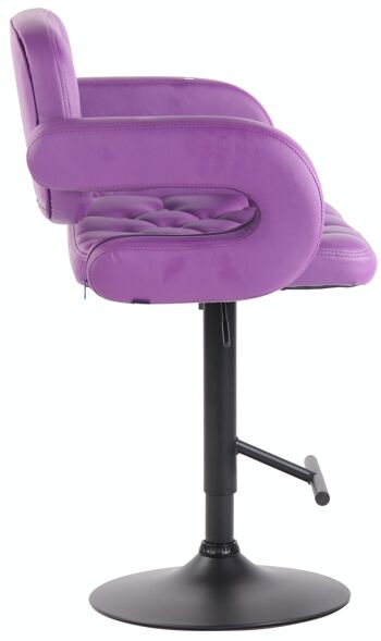 Tabouret de bar Dublin noir violet 55x62x103 métal simili cuir violet 3