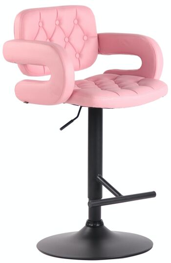 Tabouret de bar Dublin noir rose 55x62x103 métal simili cuir rose 1