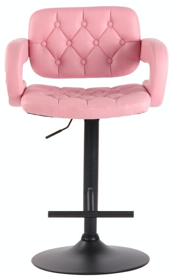 Tabouret de bar Dublin noir rose 55x62x103 métal simili cuir rose 2