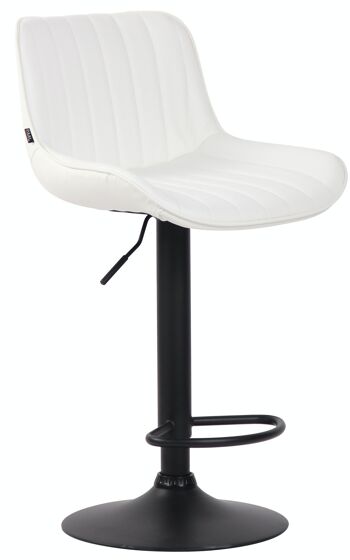 Tabouret de bar Lentini simili cuir noir blanc 50x50x86 simili cuir blanc métal 1