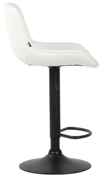 Tabouret de bar Lentini simili cuir noir blanc 50x50x86 simili cuir blanc métal 3