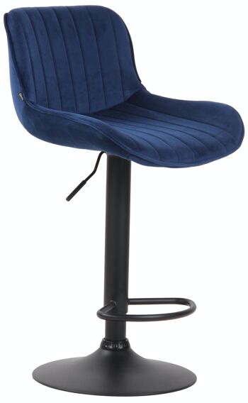 Tabouret de bar Lentini velours bleu noir 50x50x86 métal velours bleu 1