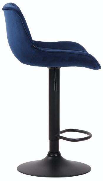 Tabouret de bar Lentini velours bleu noir 50x50x86 métal velours bleu 3